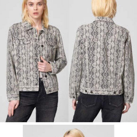 Blank NYC || Snake Along Denim Trucker Jacket Python Print C25 - Picture 4 of 13